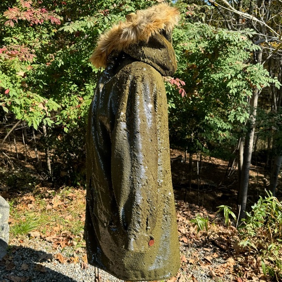 Ashish Olive Sequin Parka w Leopard Fur like featured in Ab Fab - Picture 5 of 16